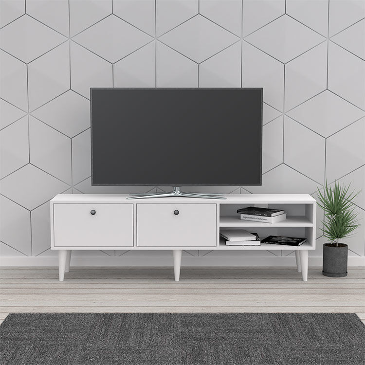 garneroarredamenti Mobile porta tv moderno 160x53cm bianco opaco Marlon