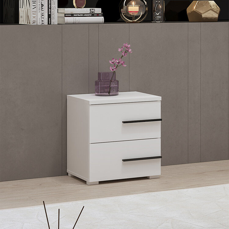 garneroarredamenti Comodino moderno sinistro 2 cassetti 45x49cm bianco Daddy