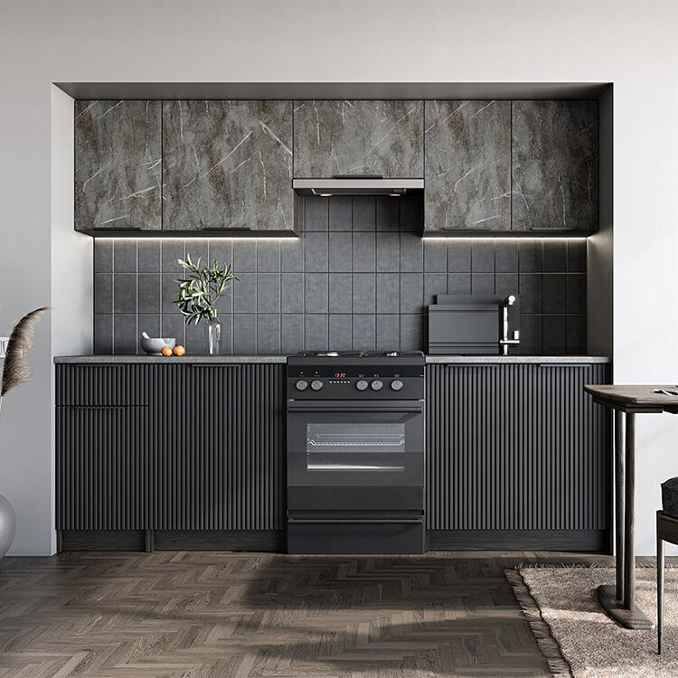 garneroarredamenti Cucina 240cm completa componibile moderna marmo nero grigio Yangon