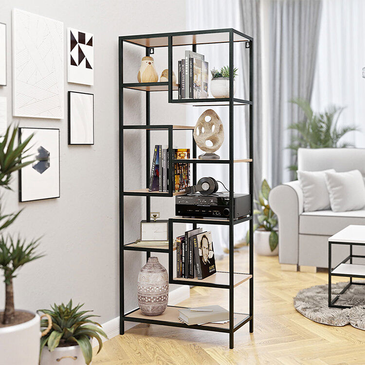 garneroarredamenti Libreria moderna 70x170cm industrial moderna nero marrone chiaro Leicester