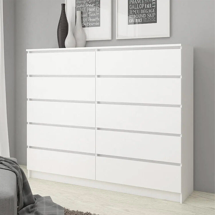 garneroarredamenti Cassettiera 140x120cm moderna 10 cassetti bianco Living