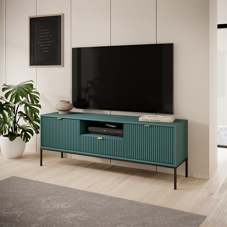 garneroarredamenti Mobile porta tv 154x56cm 2 ante moderno soggiorno verde Alisa