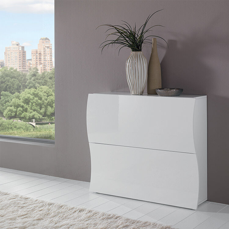 garneroarredamenti Scarpiera moderna 101x82cm 2 ante bianco lucido Sea Gihome®