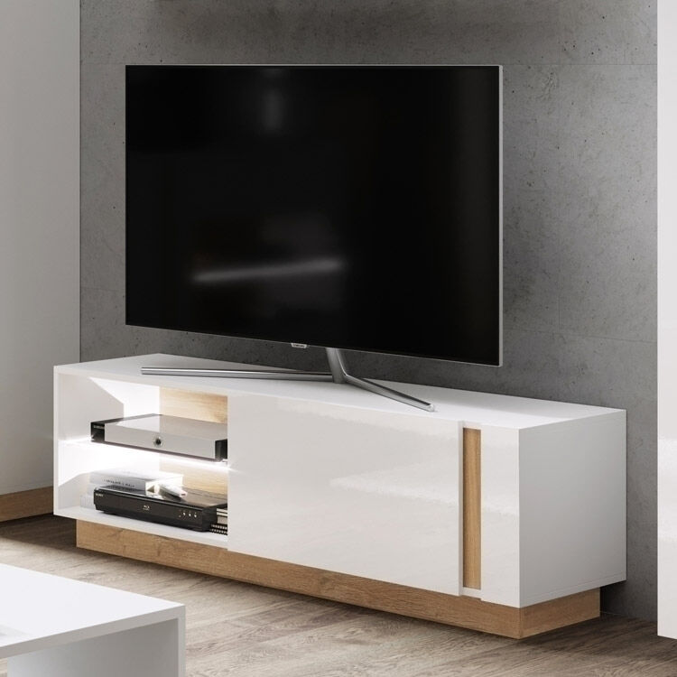 garneroarredamenti Mobiletto 138x46cm porta tv soggiorno bianco rovere Noa Gihome®