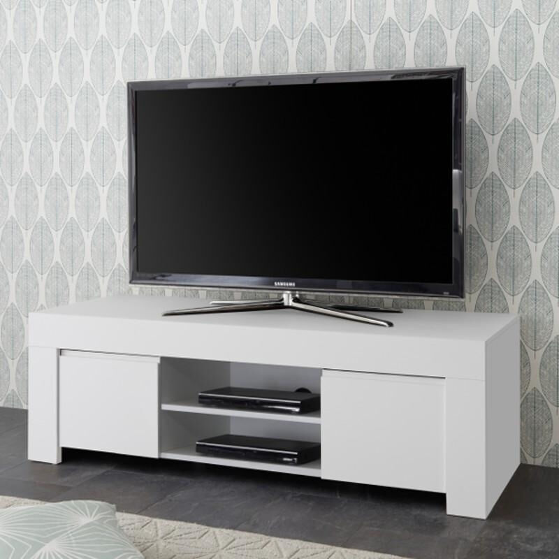 garneroarredamenti Mobile porta tv 2 ante soggiorno 138x44cm bianco opaco Halston