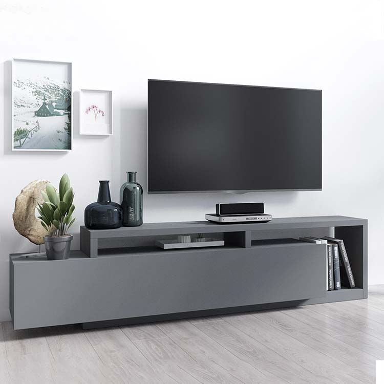 garneroarredamenti Mobile porta tv 219x52cm soggiorno moderno antracite Megan Gihome®
