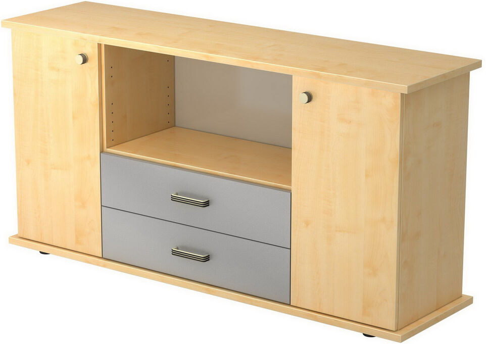 hjh OFFICE PRO KAPA SB   Madia   con ante + cassetti - Acero Credenza maniglia in plastica