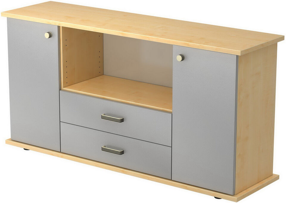 hjh OFFICE PRO KAPA SB   Madia   con ante + cassetti - Acero/Argento Credenza maniglia in plastica