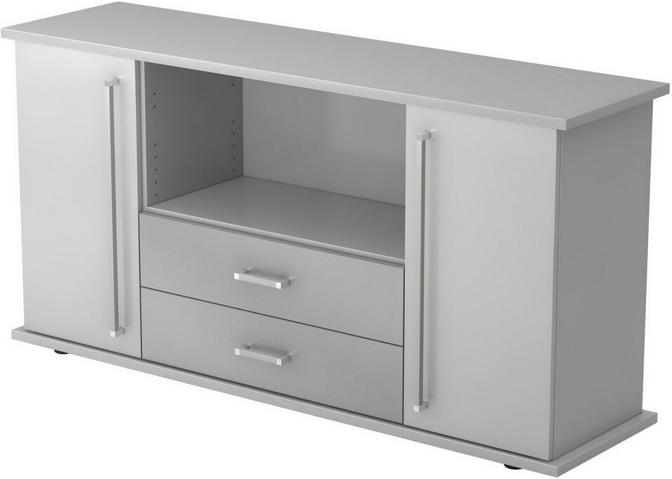 hjh OFFICE PRO KAPA SB   Madia   con ante + cassetti - Grigio Credenza maniglia in metallo cromato