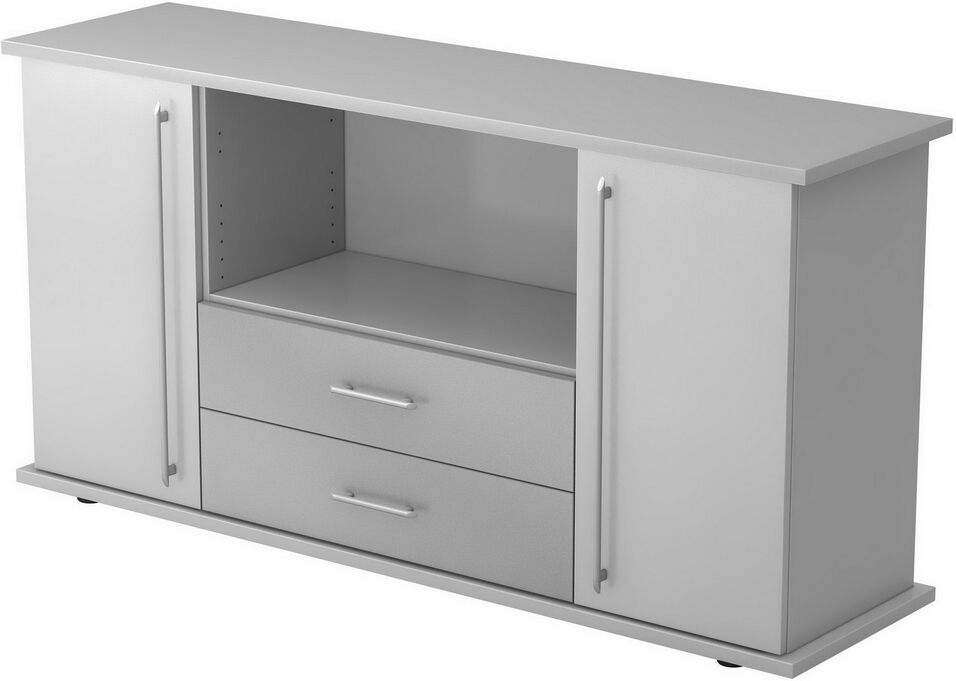 hjh OFFICE PRO KAPA SB   Madia   con ante + cassetti - Grigio Credenza manico a forma di ringhiera in plastica