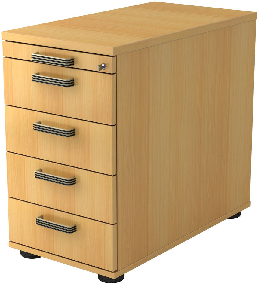 hjh OFFICE PRO SIGNA SC50 SG - Cassettiera con rotelle  Faggio Legno con 4 cassetti maniglia in plastica