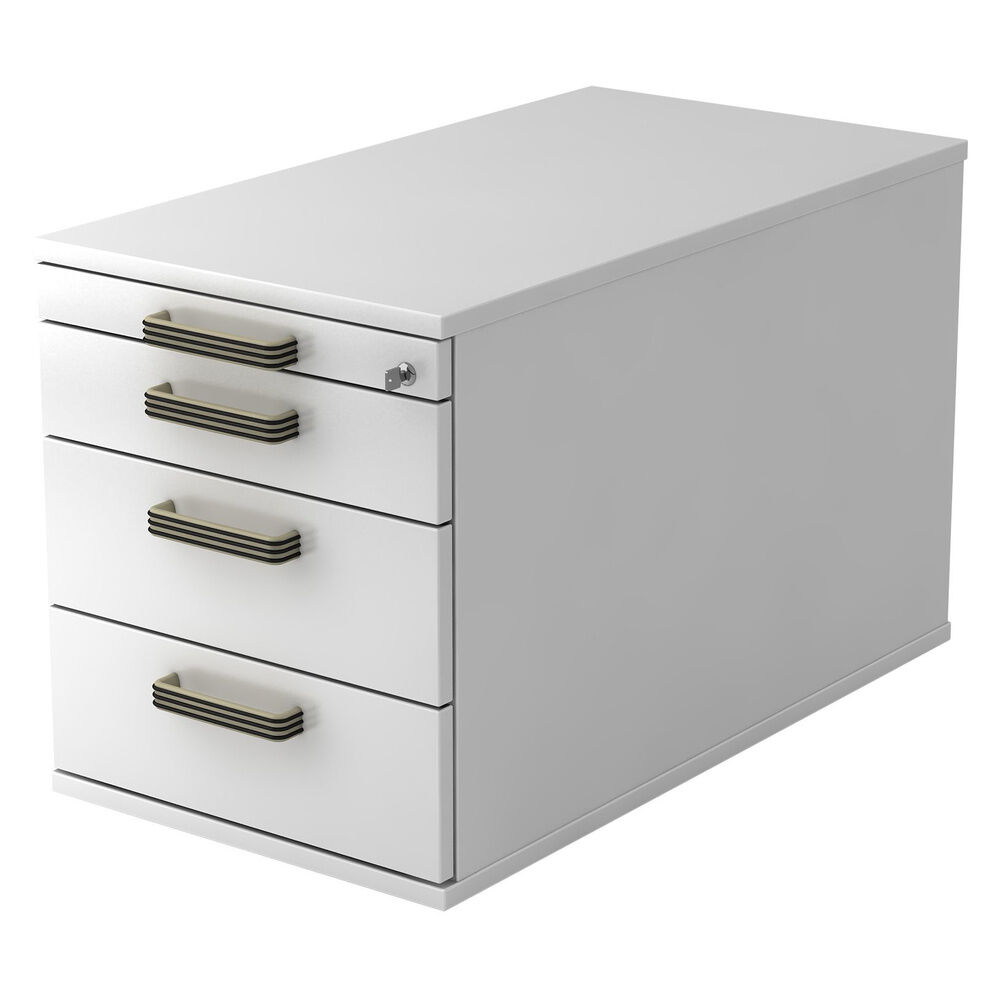 hjh OFFICE PRO SIGNA TC30 SG - Cassettiera con rotelle  Bianco Legno con 3 cassetti maniglia in plastica