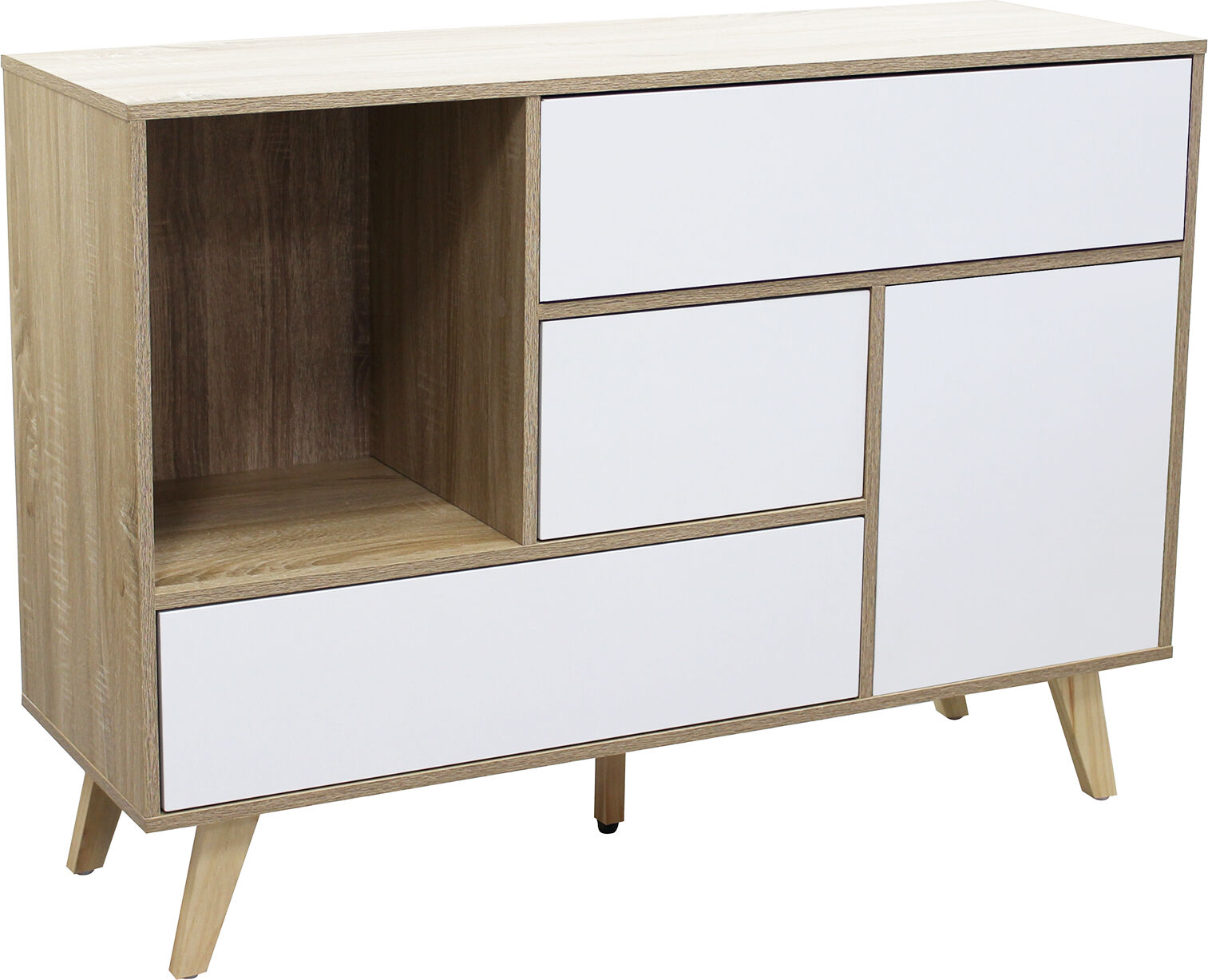 Milani Home madia moderna con tre cassetti e un anta di design per salotto, soggiorno 119x3 Bianco 119 x 85.6 x 39.5 cm