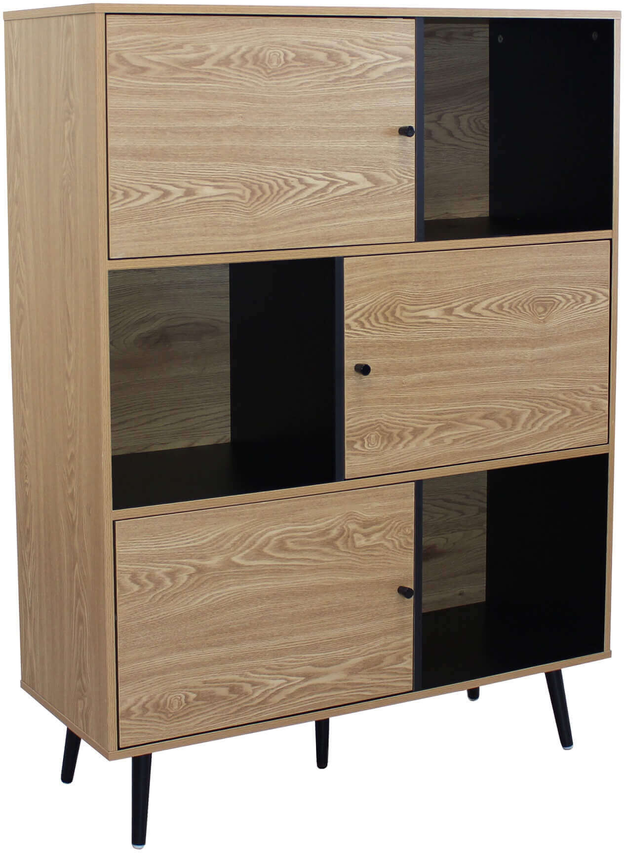 Milani Home credenza moderna con sei vani di design per salotto, soggiorno 100x39,5x135 h Marrone 100 x 135 x 39.5 cm