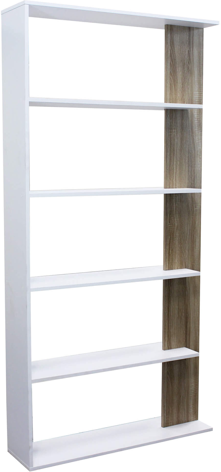 Milani Home libreria moderna di design in legno di design per salotto, soggiorno 90x23,5x18 Bianco 90 x 180 x 23.5 cm