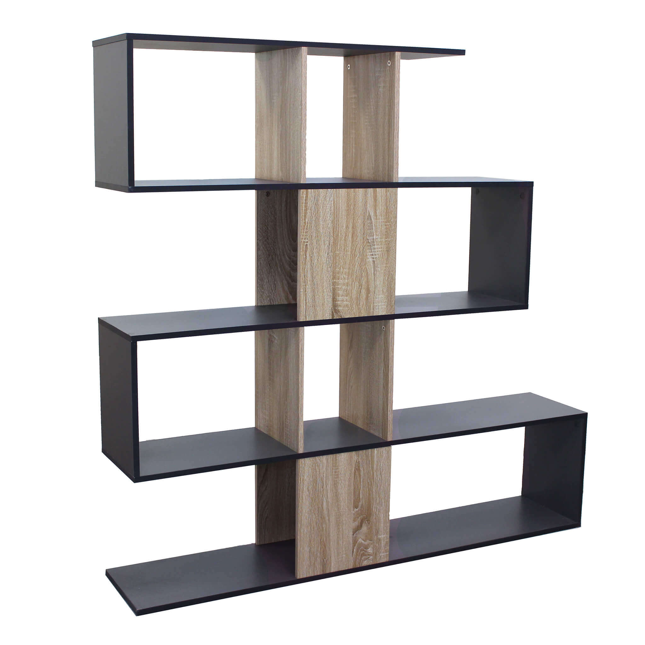 Milani Home libreria moderna di design in legno di design per salotto, soggiorno 145x29x145 Antracite 145 x 145 x 29 cm