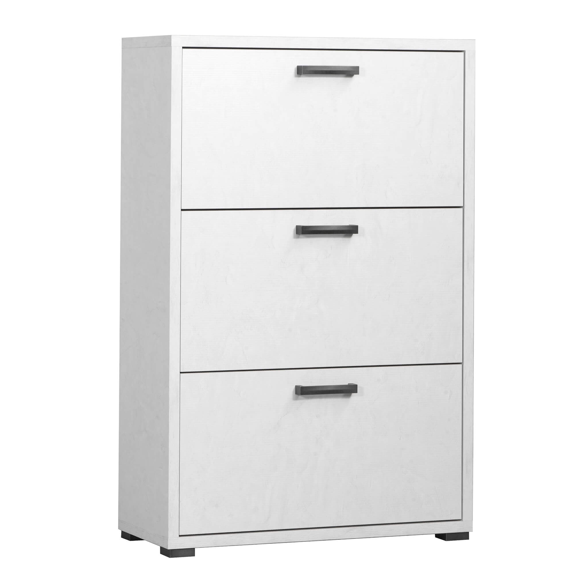 Milani Home scarpiera 3 ante a ribalta per soggiorno cucina bagno fatto in Italia cm 75,3x3 Bianco Cemento 75.3 x 115.7 x 33 cm