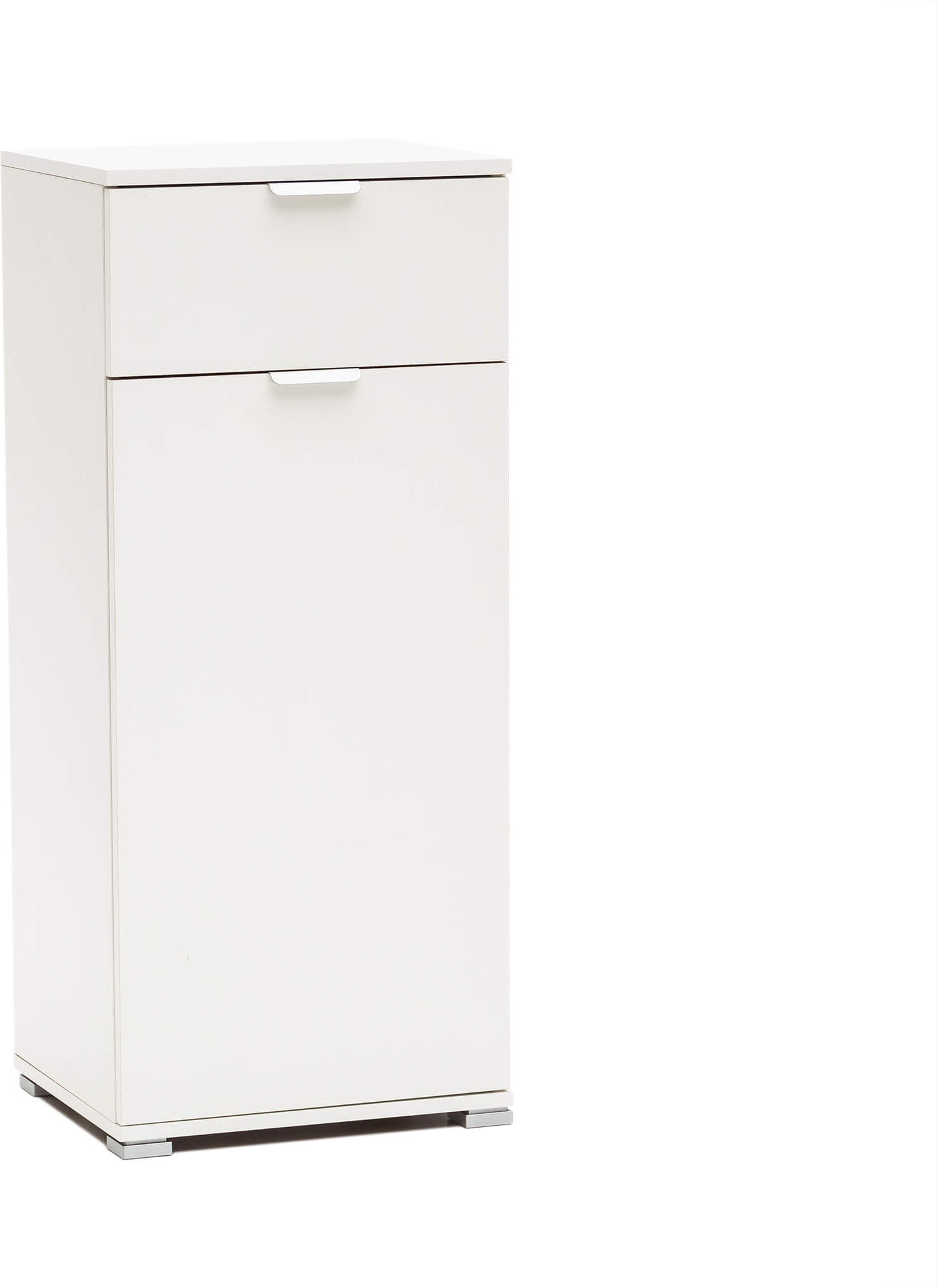 Milani Home armadietto con un'anta e un cassetto per soggiorno cucina bagno fatto in Italia Bianco 45 x 103 x 38 cm