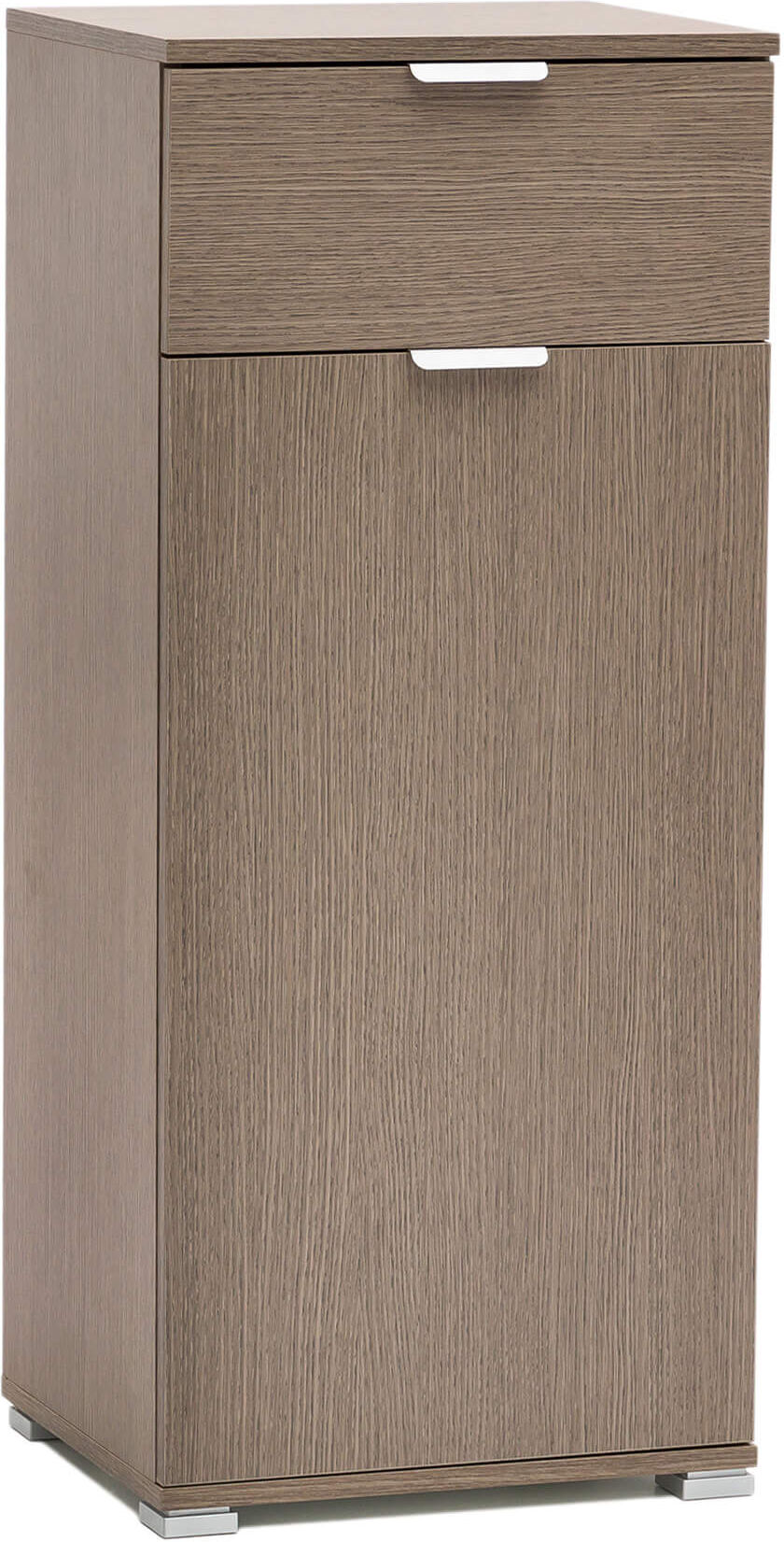 Milani Home armadietto con un'anta e un cassetto per soggiorno cucina bagno fatto in Italia Rovere grigio 45 x 103 x 38 cm