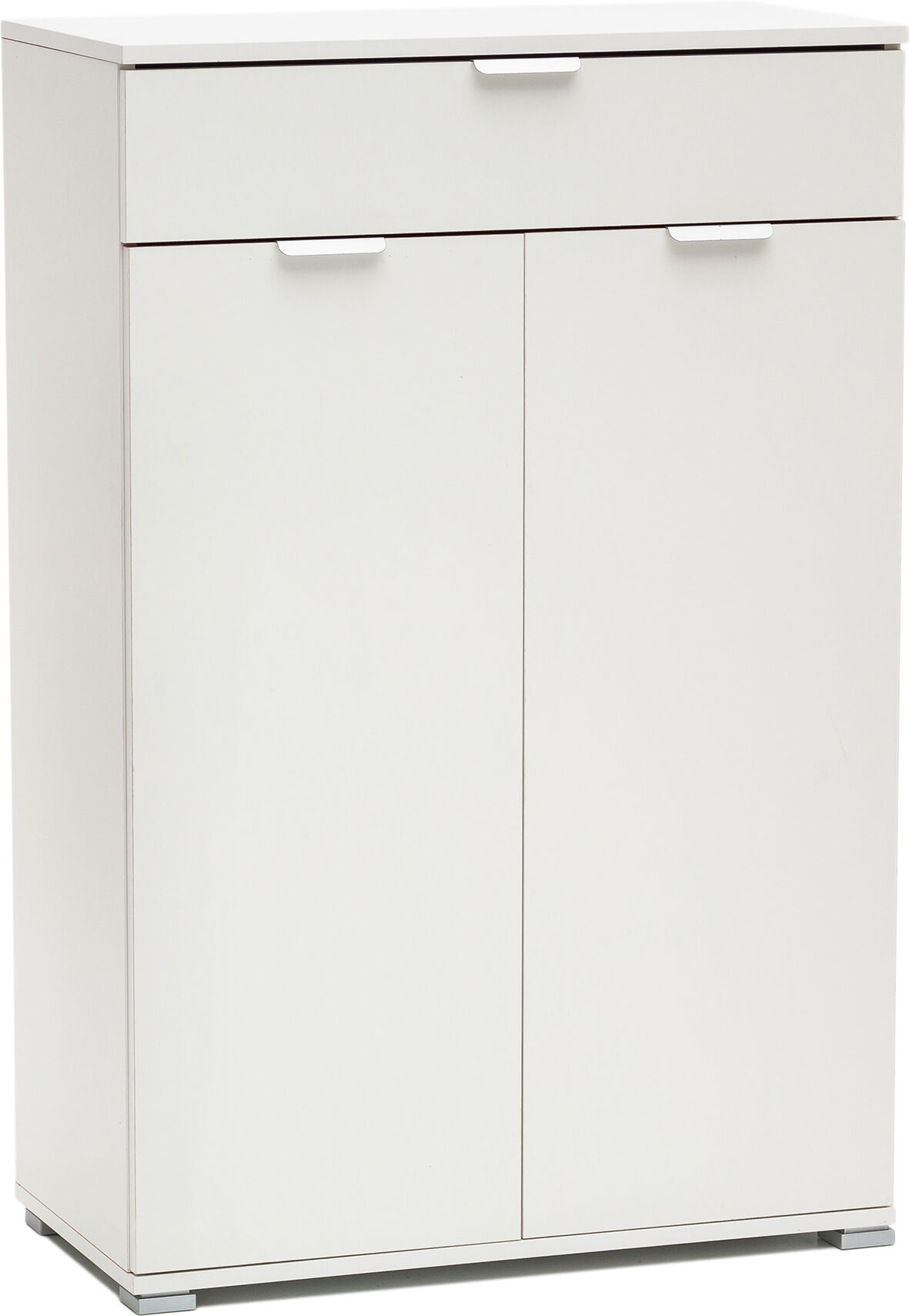 Milani Home armadietto con 2 ante e un cassetto per soggiorno cucina bagno fatto in Italia Bianco 75 x 112 x 38 cm