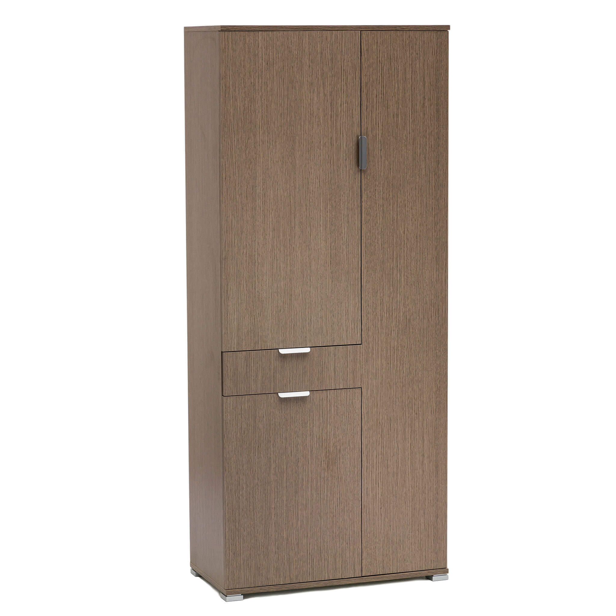 Milani Home armadio con 3 ante e un cassetto per soggiorno cucina bagno fatto in Italia cm Rovere grigio 75 x 174 x 38 cm