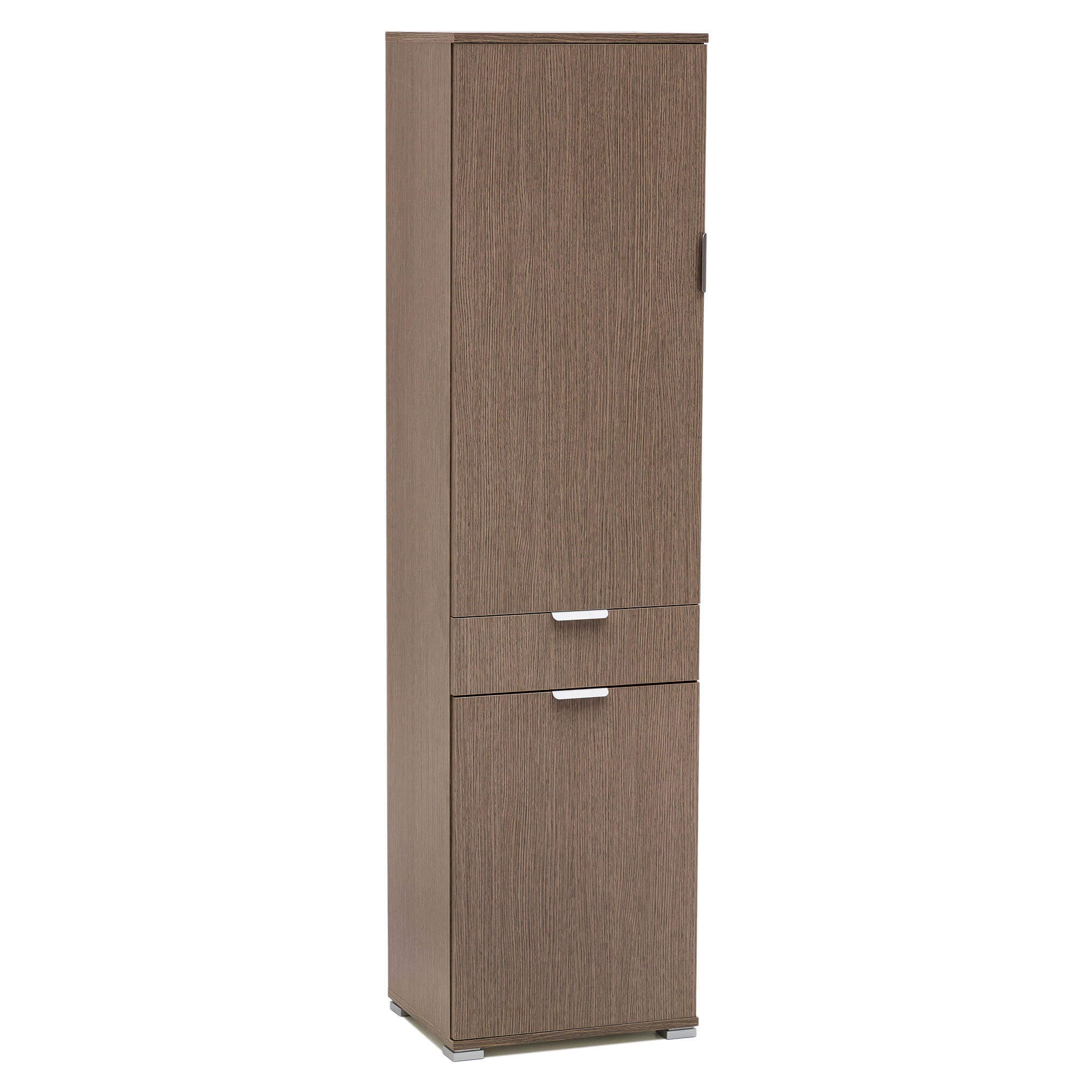 Milani Home armadio con 3 ante e un cassetto per soggiorno cucina bagno fatto in Italia cm Rovere grigio 45 x 174 x 38 cm