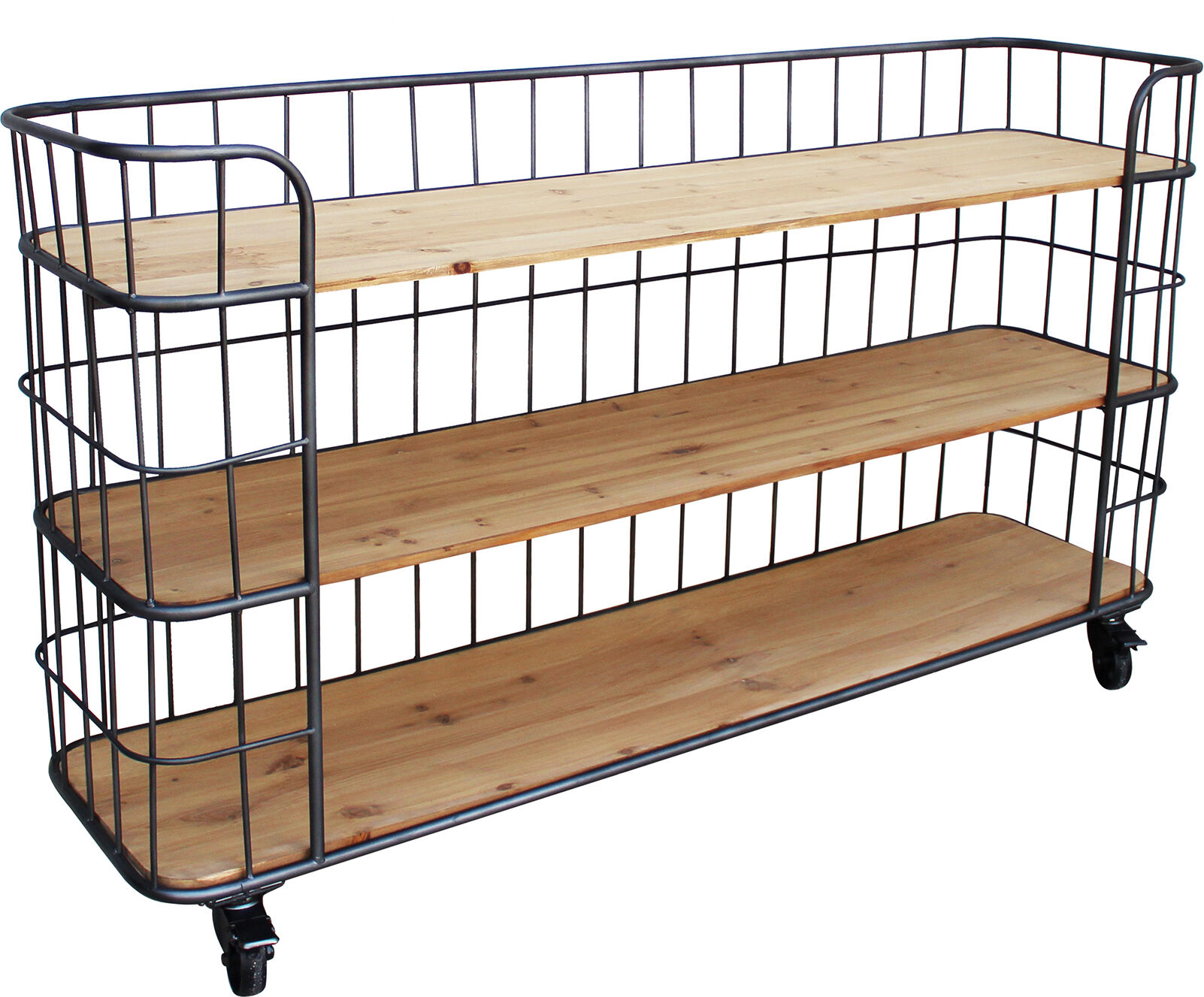 Milani Home scaffale con 3 ripiani di design moderno industrial cm 170 x 43,5 x 85 h Antracite 170 x 85 x 44 cm