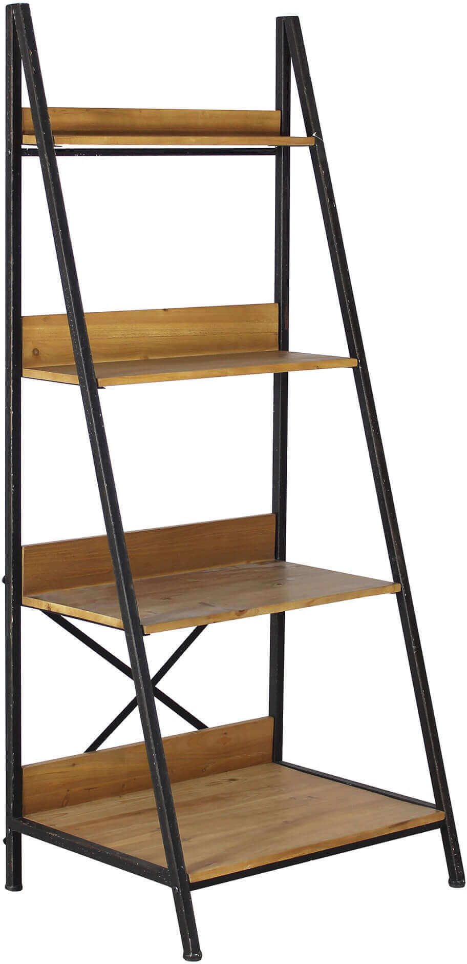 Milani Home libreria industrial in legno e metallo di design moderno vintage cm 62x49,5x147 Marrone 62 x 147 x 50 cm