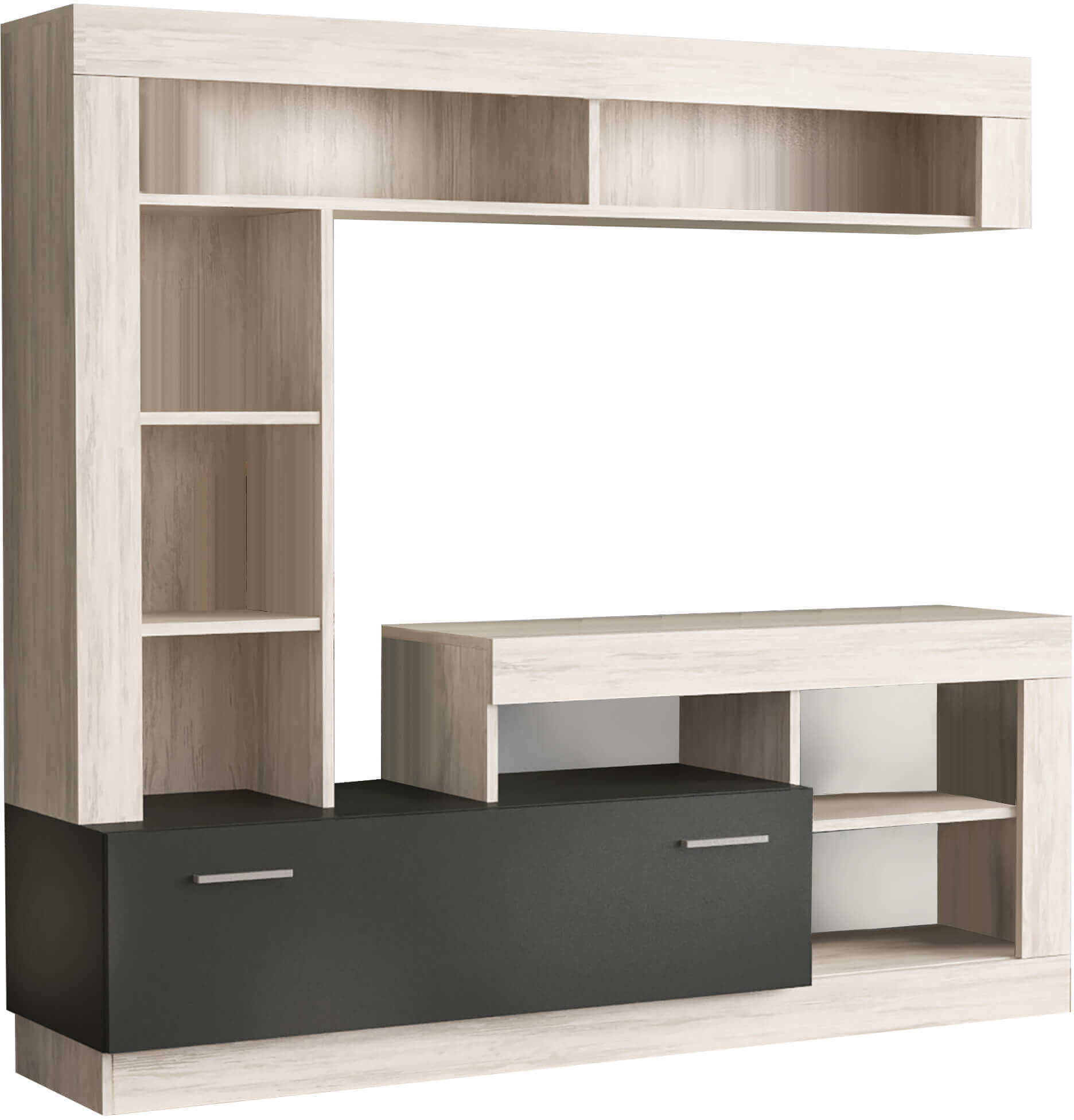 Milani Home parete attrezzata porta tv soggiorno moderna di design 170x42x170 h Marrone chiaro 185 x 170 x 40 cm