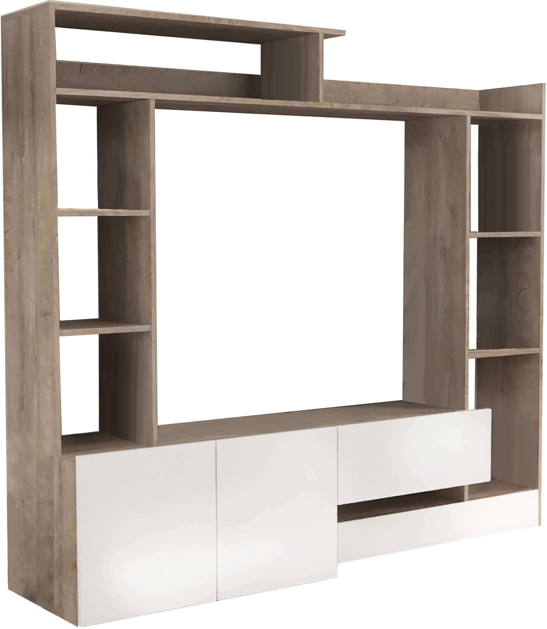 Milani Home parete attrezzata porta tv soggiorno moderna di design 180x28/40x165 h Bianco 180 x 165 x 40 cm