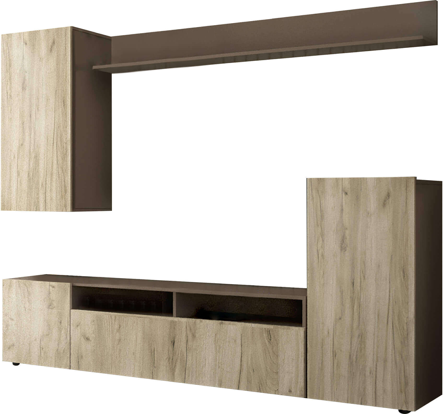 Milani Home parete attrezzata porta tv soggiorno moderna di design 207x34x170 h Marrone 210 x 170 x 36.5 cm