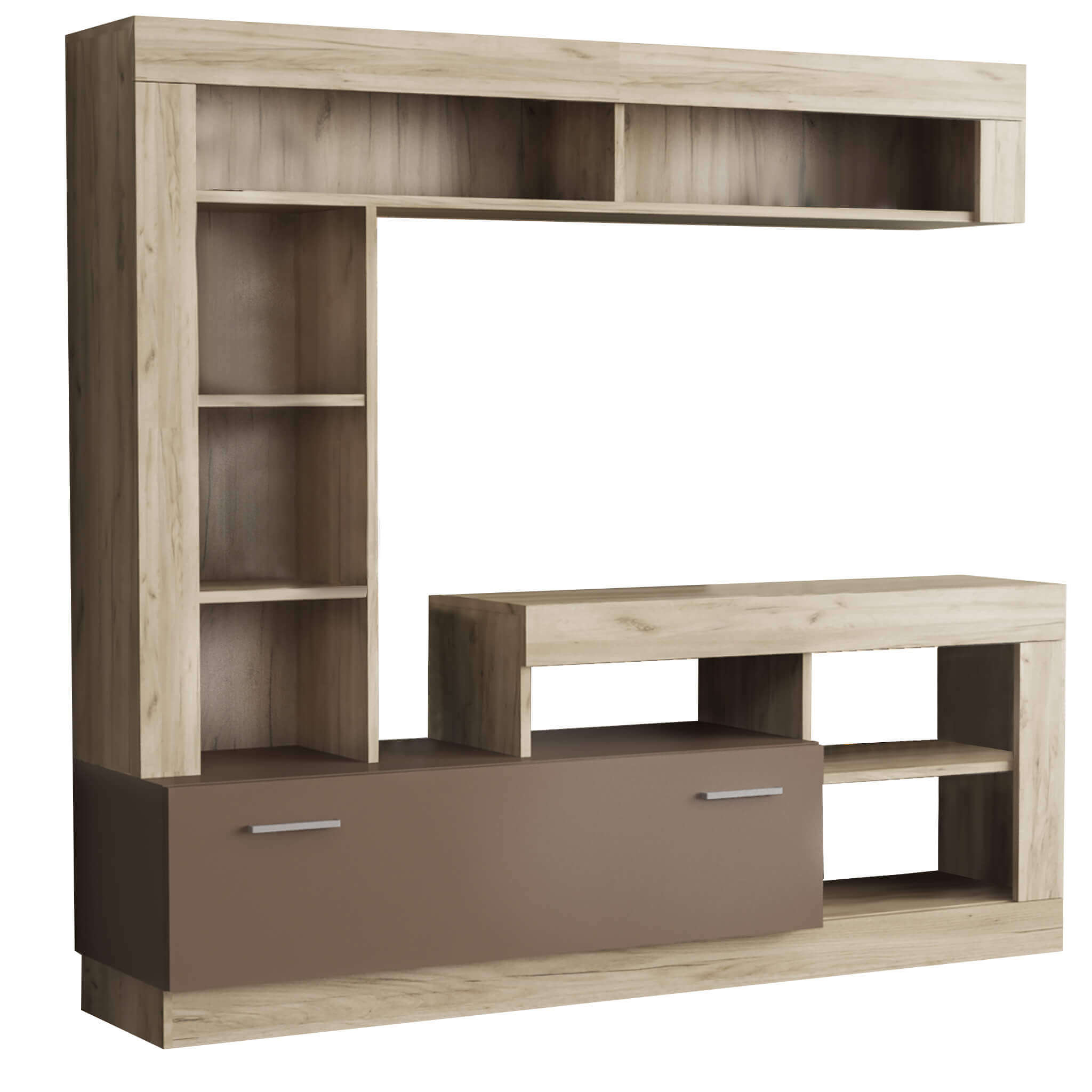 Milani Home parete attrezzata porta tv soggiorno moderna di design 170x42x170 h Taupe 185 x 90 x 40 cm