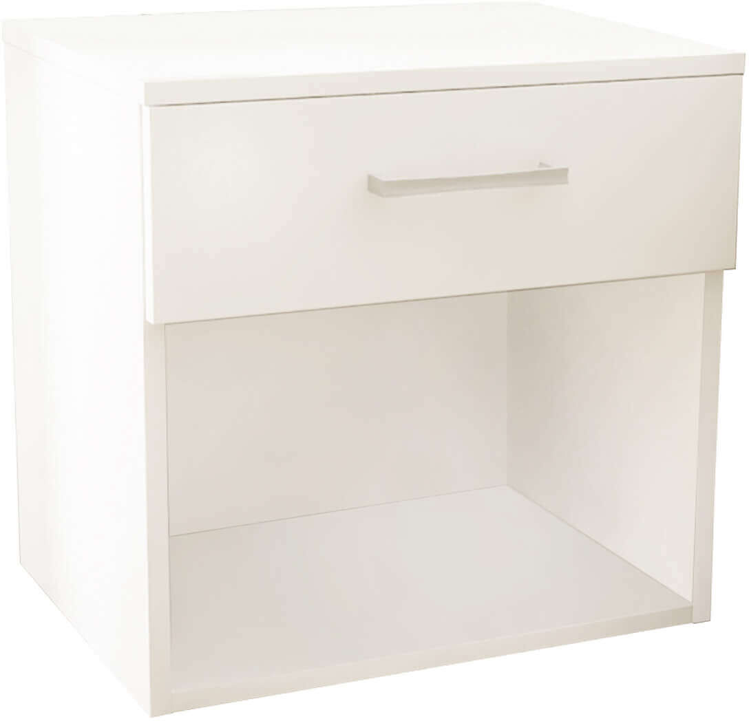 Milani Home comodino un cassetto e un vano di design moderno contemporaneo cm 44,5 x 35 x 4 Bianco 44.4 x 43.5 x 33 cm