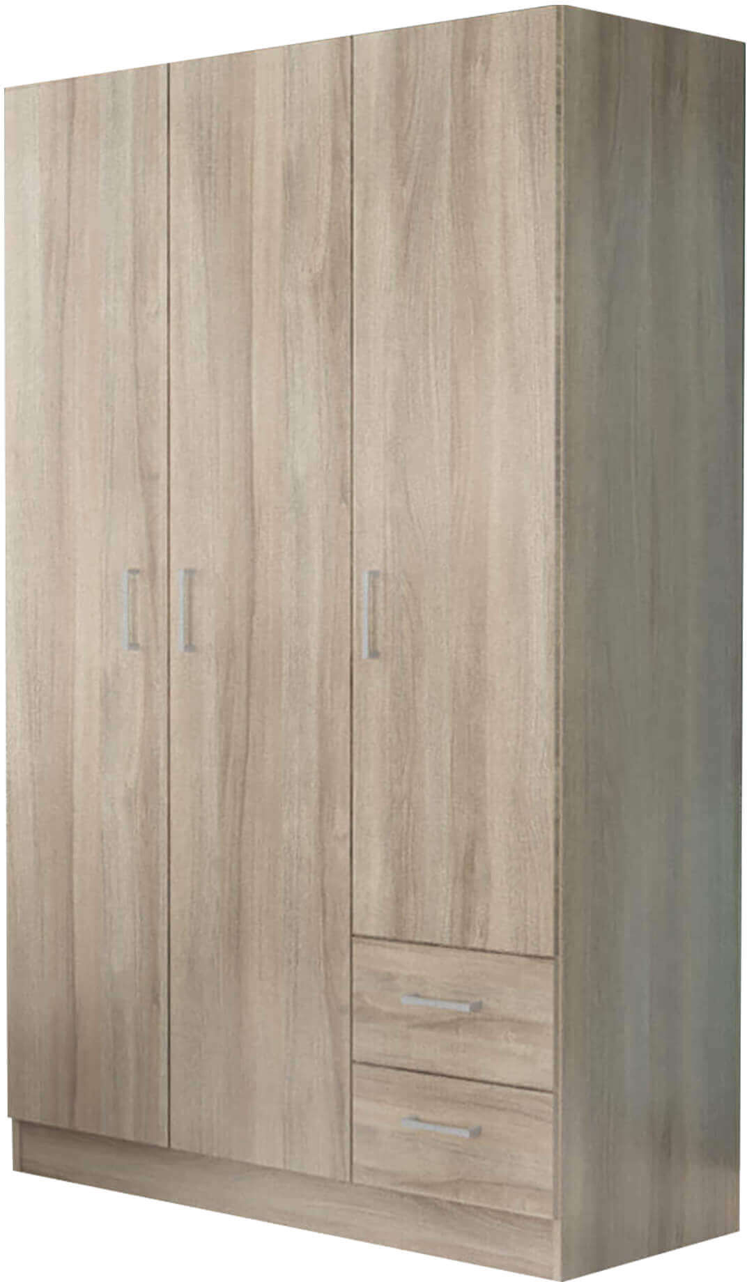 Milani Home armadio di design con 3 ante 2 cassetti di design moderno contemporaneo cm 120 Olmo 120 x 190 x 52 cm