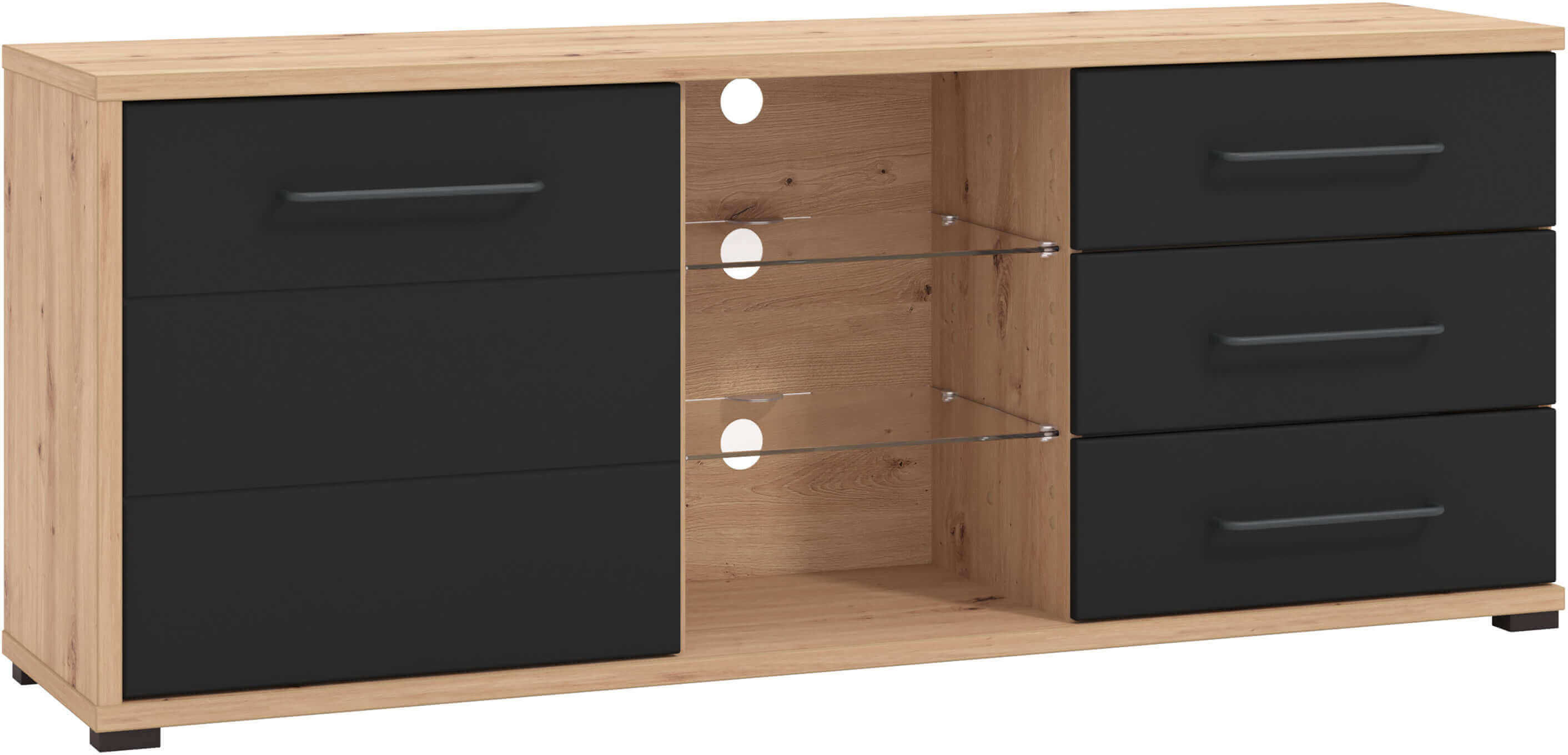 Milani Home porta tv un anta tre cassetti moderno minimal in legno di design moderno indust Antracite 161.5 x 65 x 40 cm