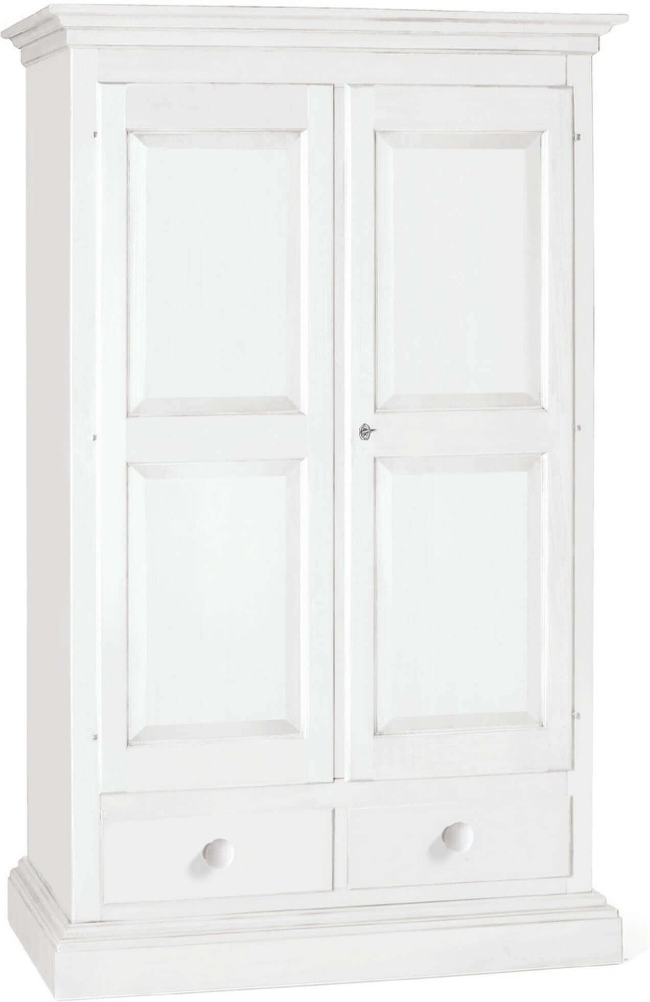 Milani Home Armadio 2 Ante In Legno Massello 125x61x200 Bianco 125 x 200 x 61 cm