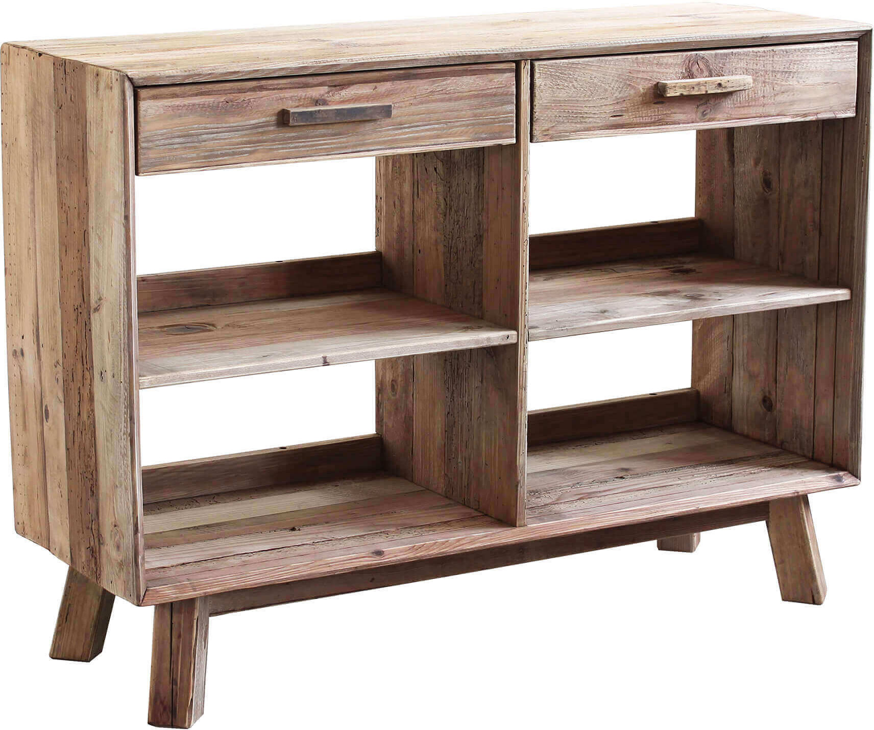 Milani Home Mobile Libreria Scaffale Stile Moderno, 2 Cassetti 4 Ripiano, Legno Di Pino Mas Marrone 117.8 x 85 x 40 cm