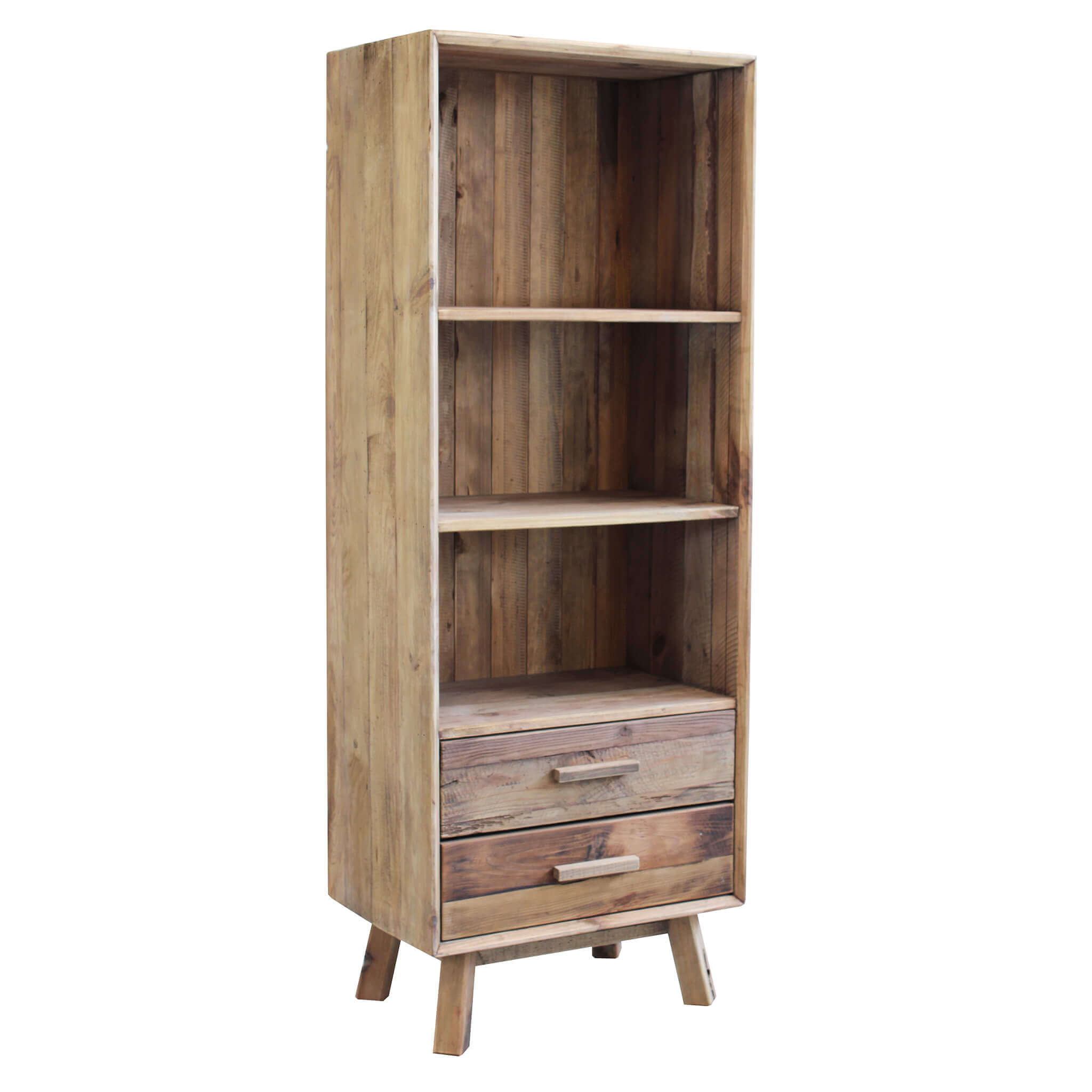 Milani Home Libreria Scaffale Mobile Stile Moderno Di Design Rustico Country, 2 Cassetti 3 Marrone 60 x 160 x 40 cm