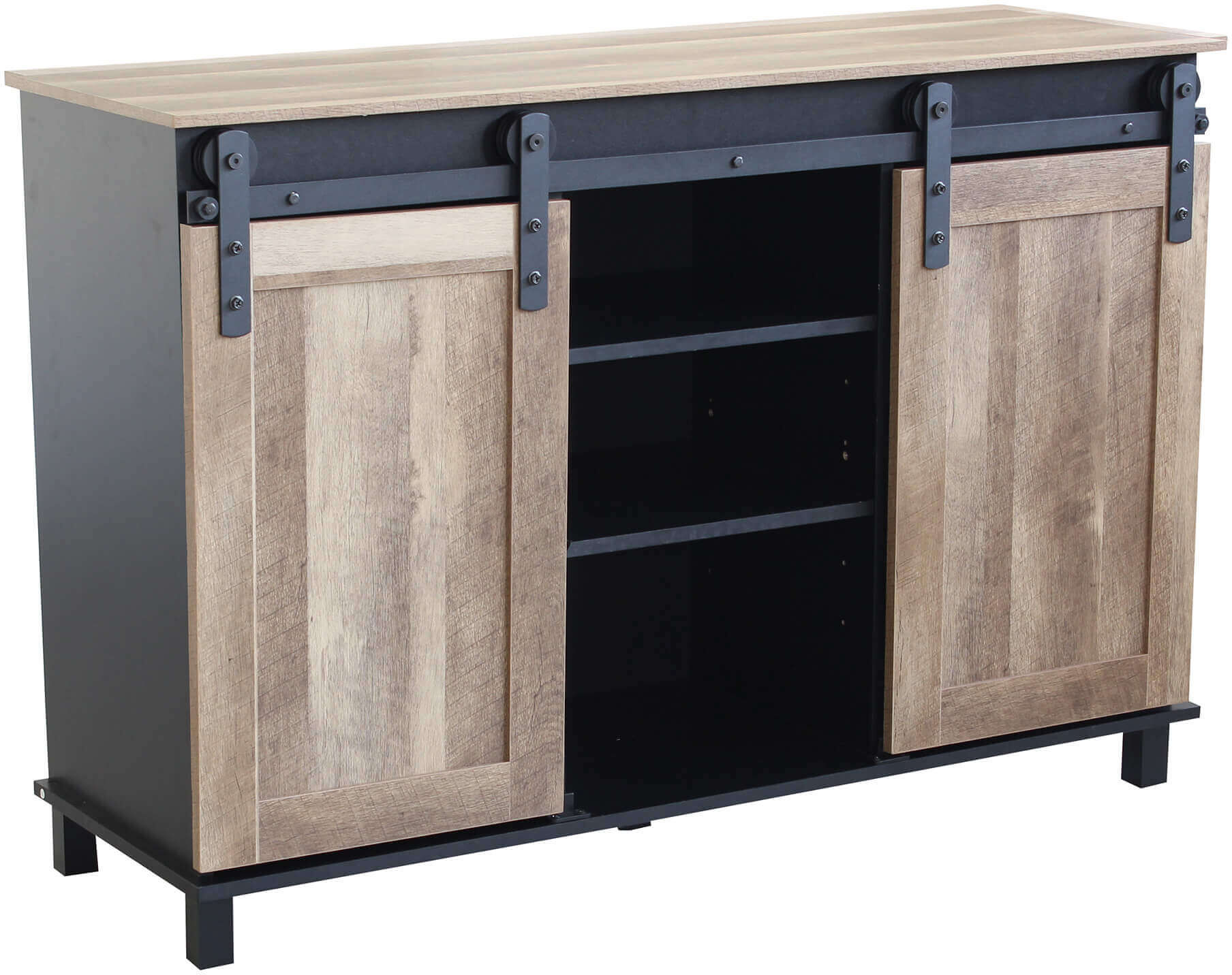 Milani Home Credenza Mobile Madia Moderna In Legno E Metallo Di Design Moderno Stile Indust Nero 120 x 82 x 40 cm