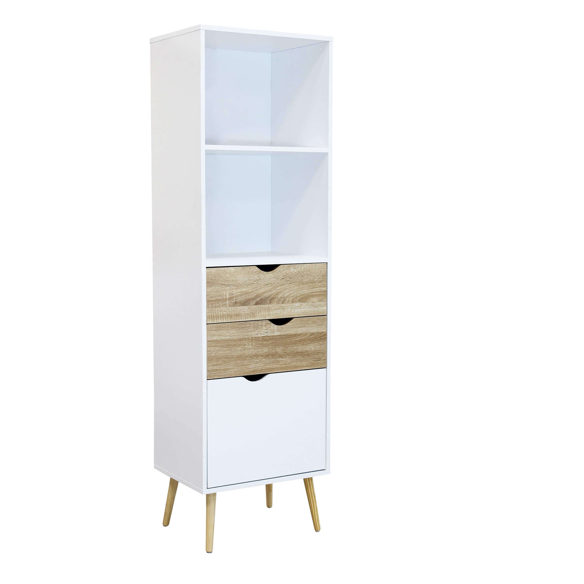 Milani Home Mobile Libreria Moderno Di Design Stile Minimalista In Legno Colore Bianco E Na Bianco 50 x 171 x 39 cm