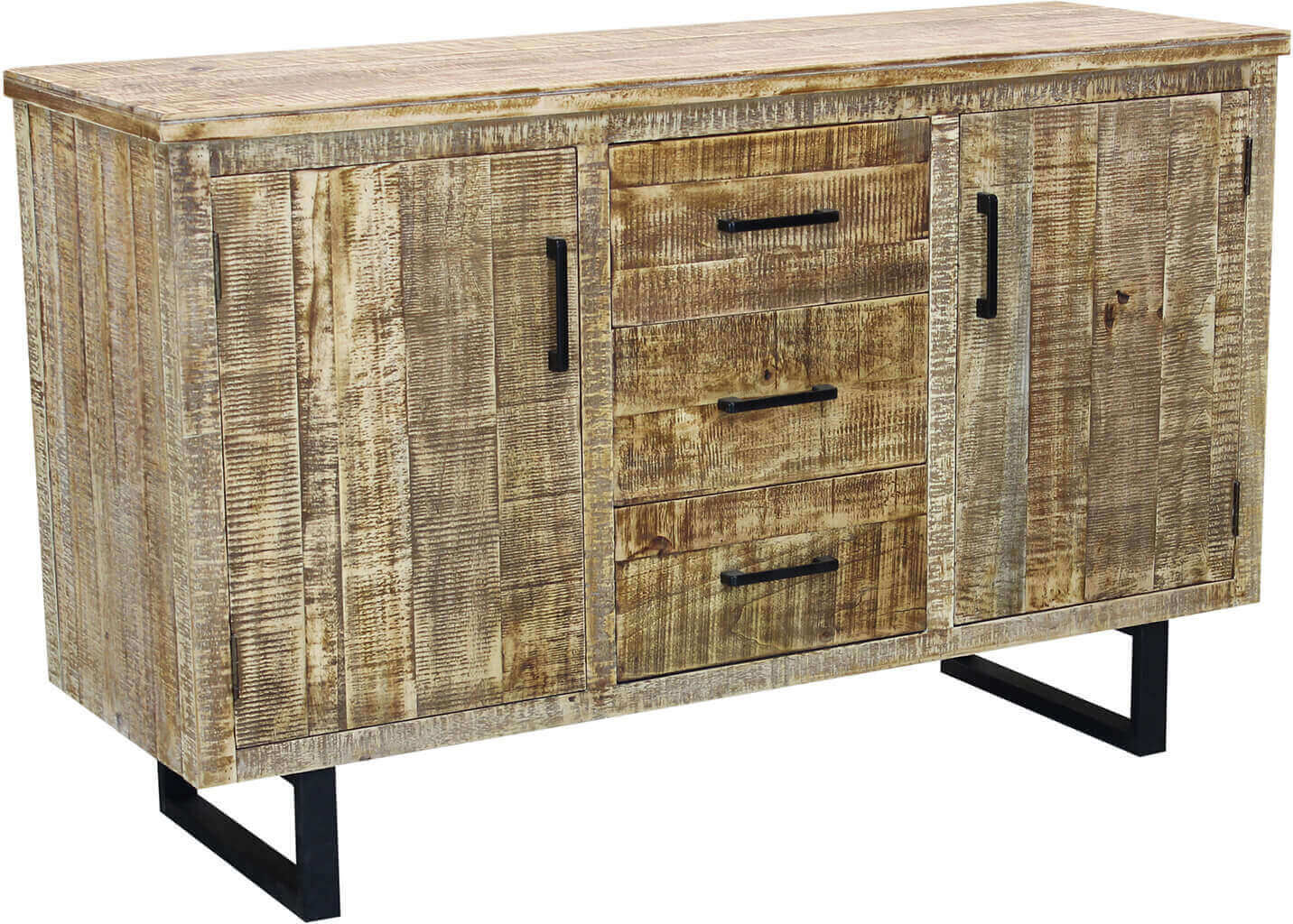 Milani Home madia con due ante e tre cassetti in legno di design moderno per salotto cucina Marrone 135 x 83 x 45 cm