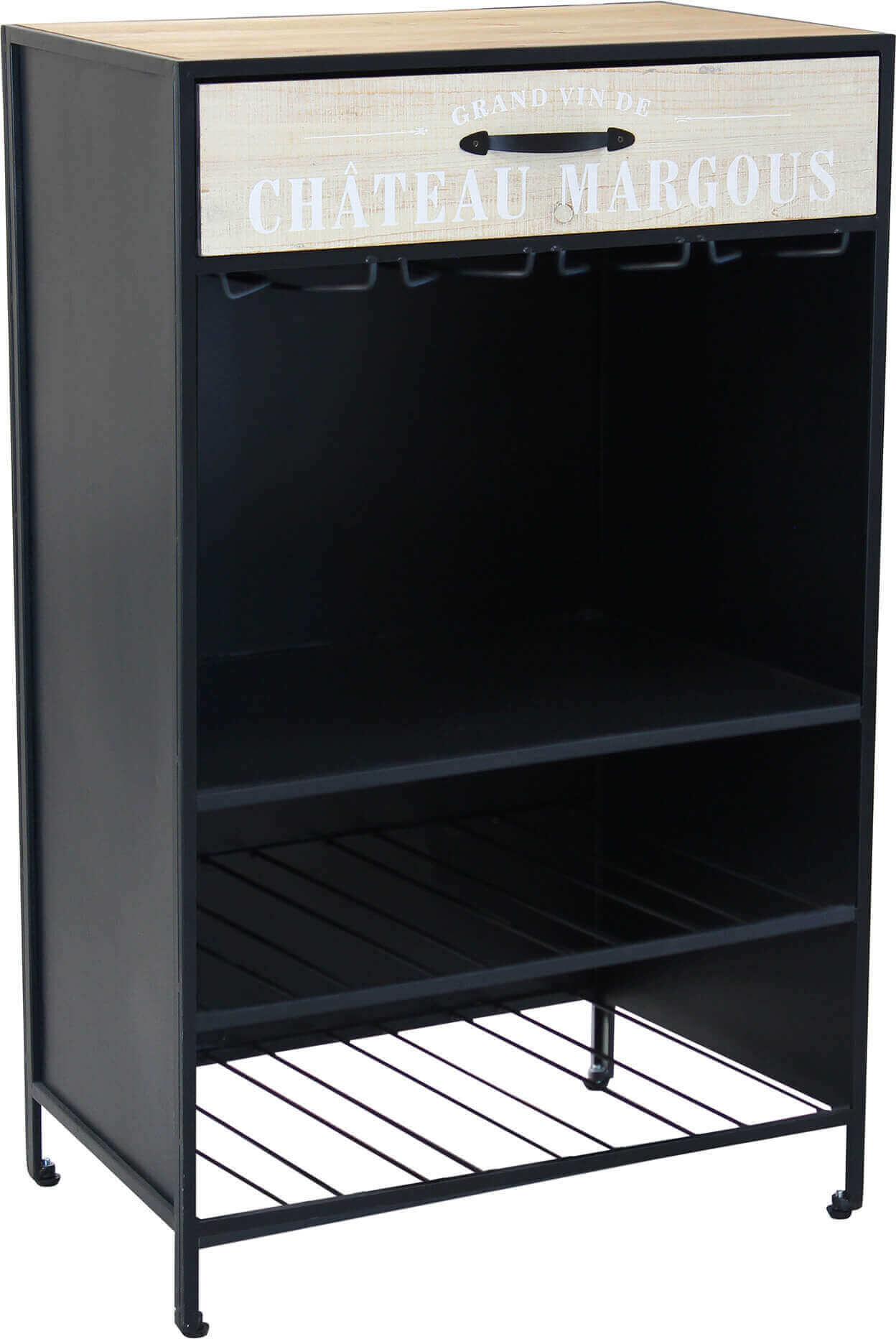 Milani Home mobile con portabottiglie per salotto soggiorno cucina di design industrial cm Nero 59 x 95 x 39.5 cm