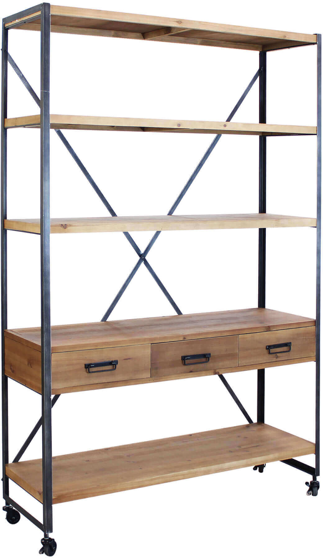 Milani Home libreria in legno e metallo per salotto soggiorno cucina di design industrial c Marrone 114.3 x 136 x 46.5 cm