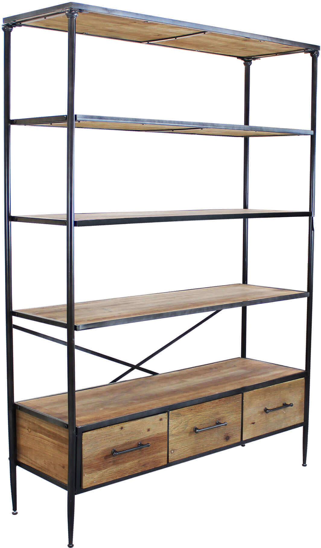 Milani Home libreria in legno e metallo per salotto soggiorno cucina di design industrial c Marrone 128 x 153.5 x 44.5 cm