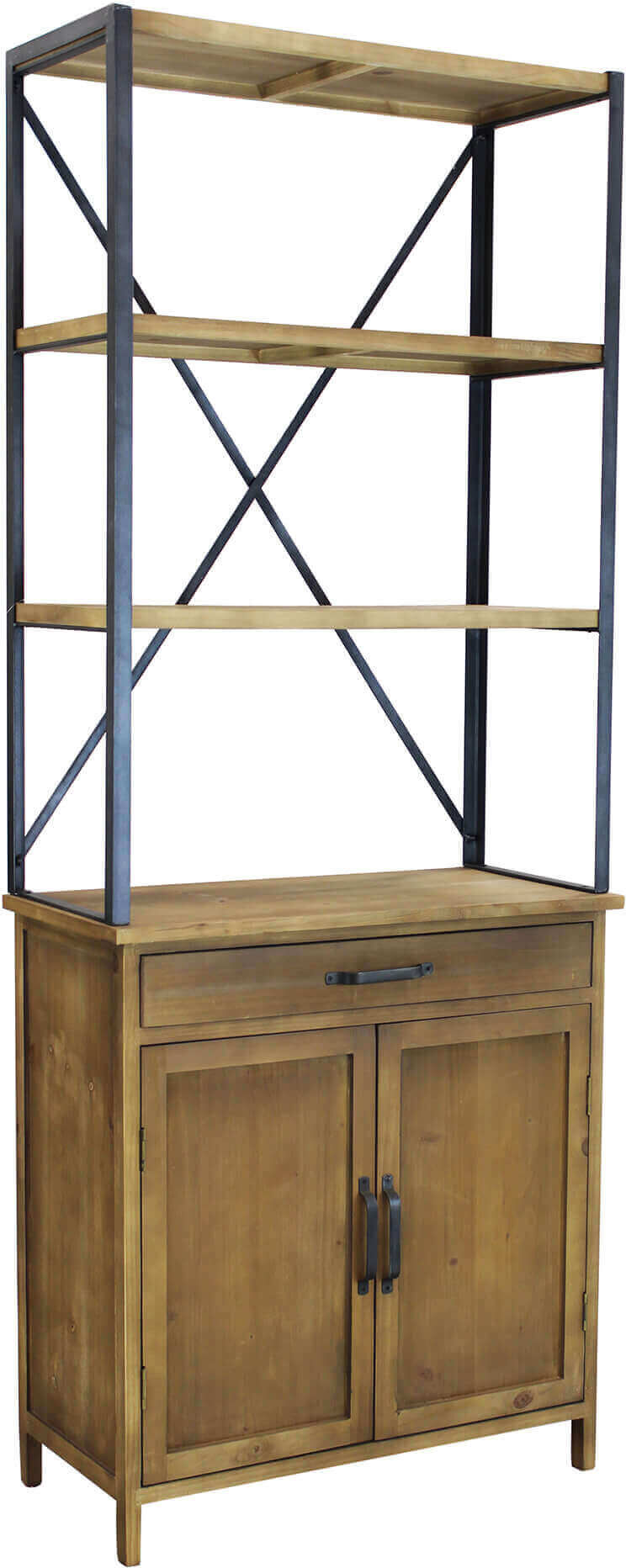 Milani Home libreria in legno e metallo per salotto soggiorno cucina di design industrial c Marrone 73.5 x 186 x 37.5 cm