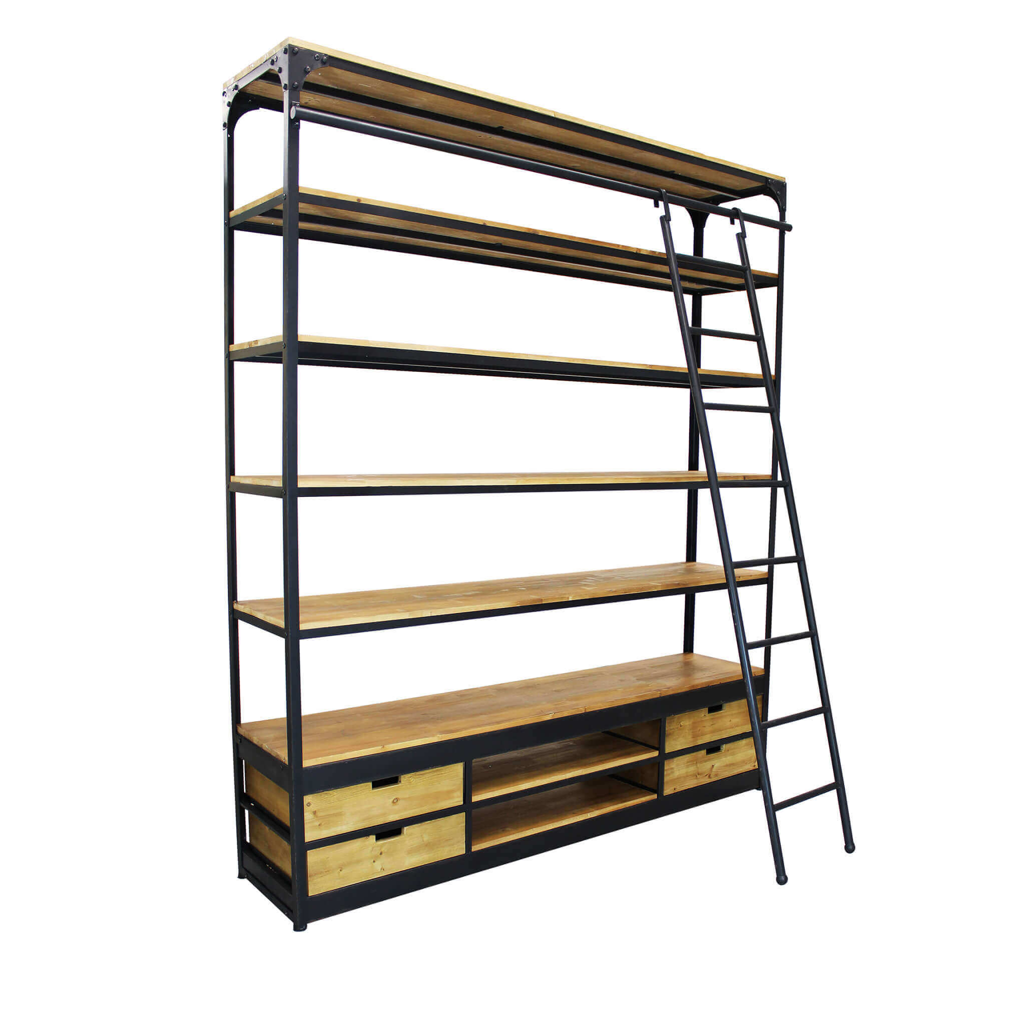 Milani Home libreria industrial cm 182x41x217 h Marrone 182 x 217 x 41 cm