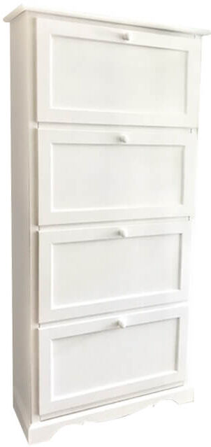 Milani Home Scarpiera 79x30x170 Bianca Per Interno Ingresso Arte Povera Massello Colore: Bi Bianco 79 x 170 x 30 cm