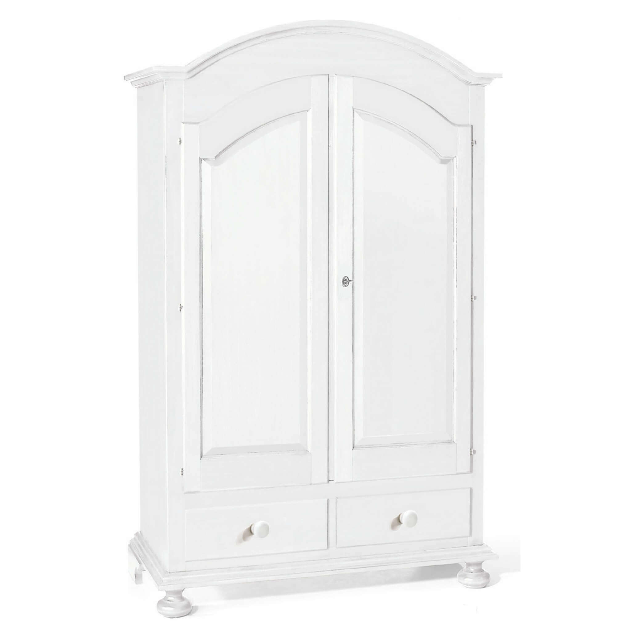 Milani Home Armadio 2 Porte 2 Cassetti Bianco Per Interno Camera Cameretta Arte Povera Mass Bianco 125 x 200 x 61 cm