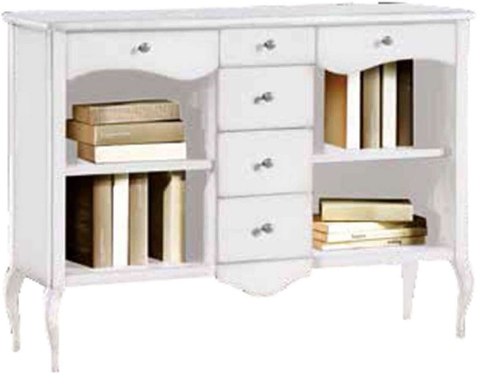 Milani Home Libreria In Legno Massello 120x36x87 Bianco 120 x 87 x 36 cm