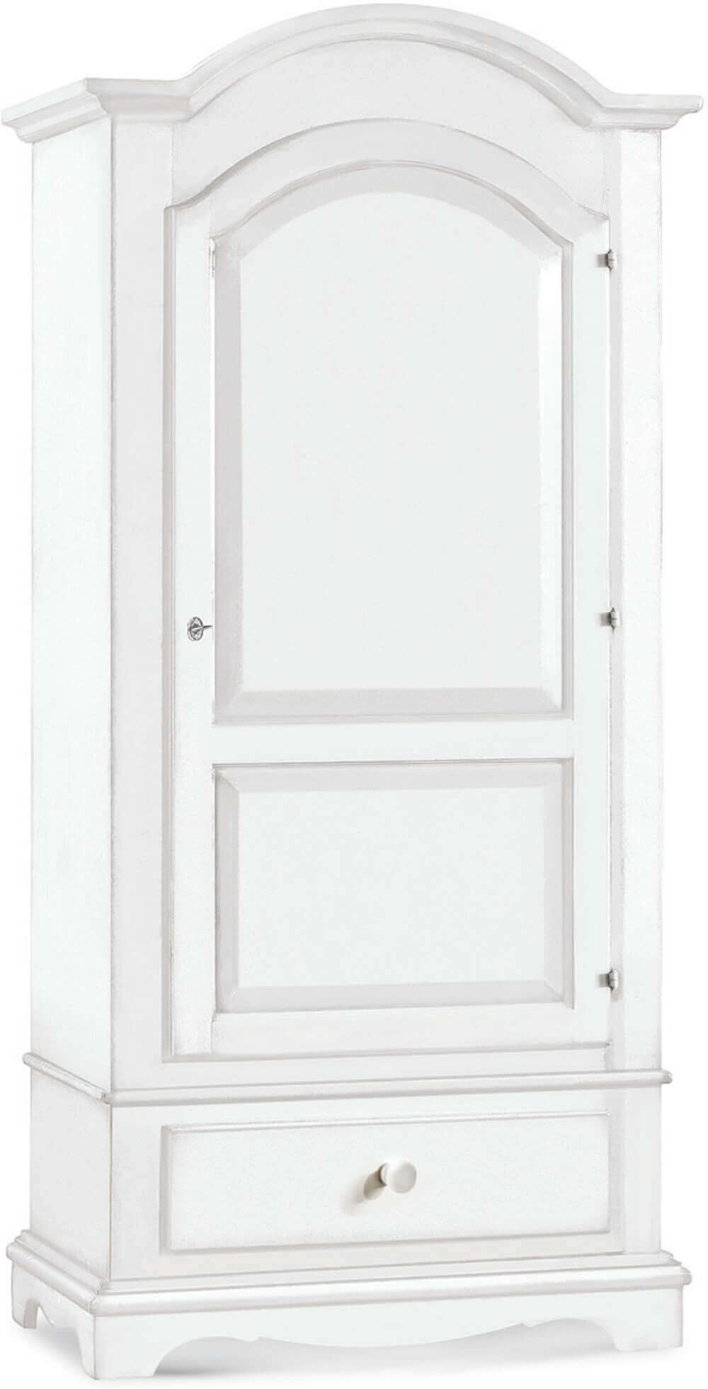 Milani Home Armadio 1 Anta In Legno Massello 96x56x196 Bianco 96 x 196 x 56 cm